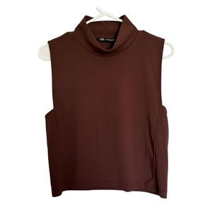 Zara Brown Turtleneck Brown Tank